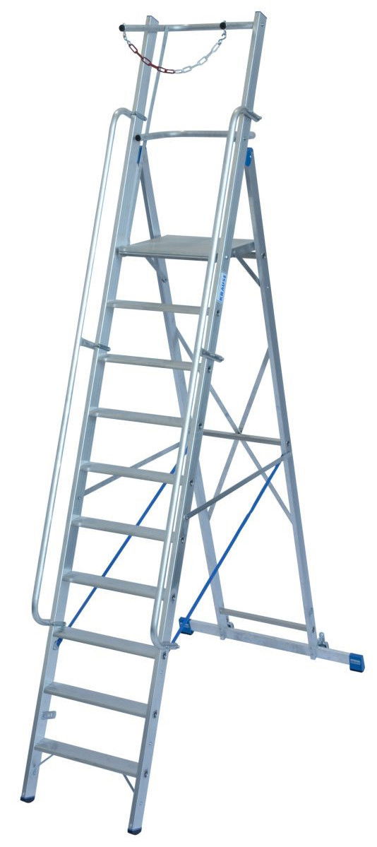 Krause STABILO Professional egy oldalon járható lépcsőfokos állólétra nagy dobogóval és kapaszkodókerettel, 10 fokos termék fő termékképe