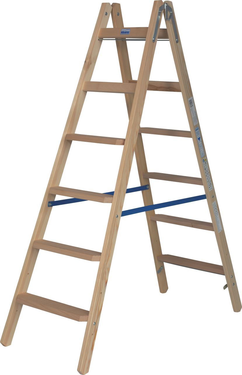 Krause STABILO Professional két oldalon járható lépcső- / létrafokos fa állólétra, 2x6 fokos termék fő termékképe