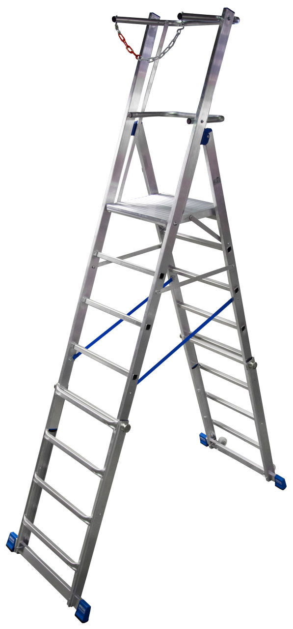 Krause STABILO Professional egy oldalon járható teleszkópos állólétra nagy dobogóval és kapaszkodókerettel, 6-8 fokos termék fő termékképe