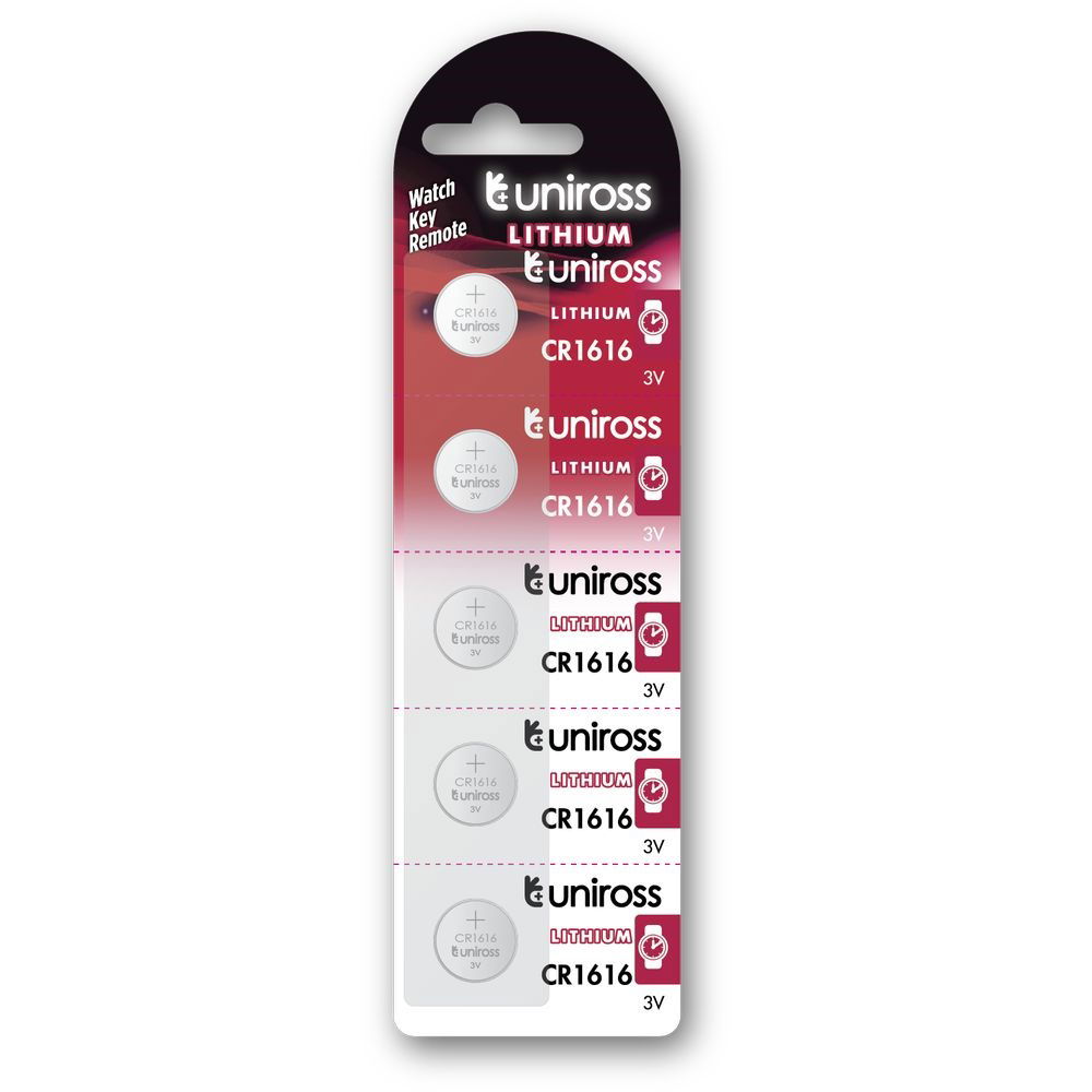 Uniross CR1616 3V lítium gombelem, 5 db/bliszter termék fő termékképe